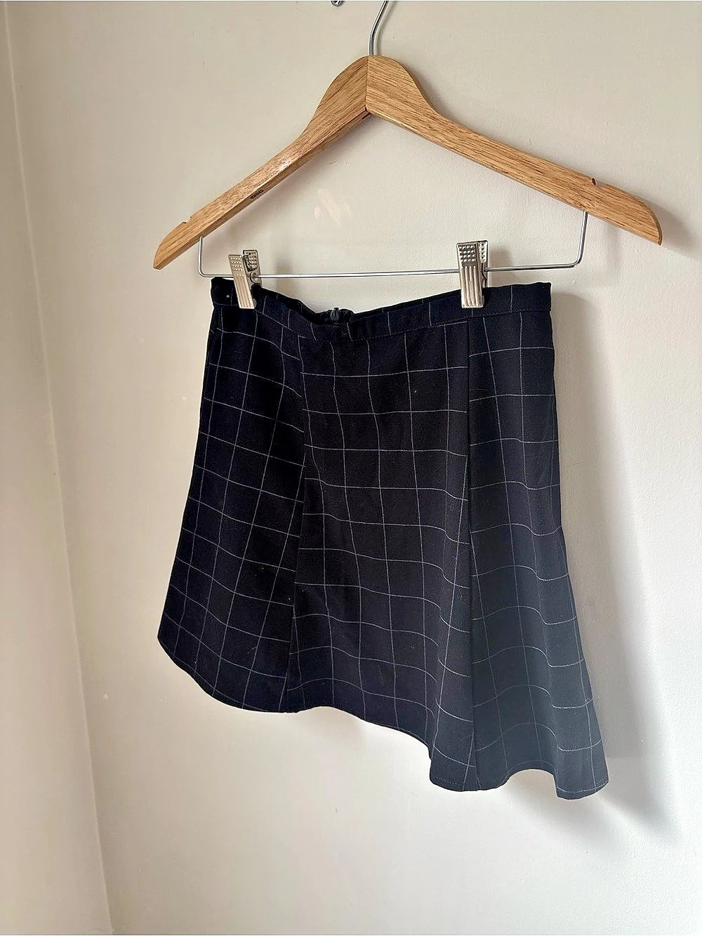 American Apparel Checkered A-Line Skirt in Black
